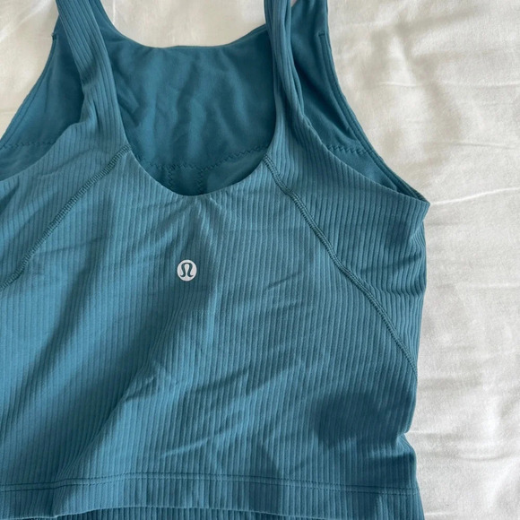🆕💚 Lululemon Align Ribbed High Neck Tank Top Green Jasper - Picture 5 of 11